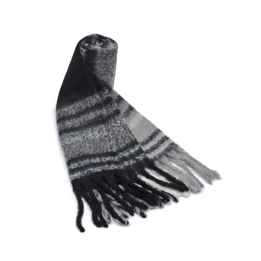 Kate Oversized Colorblock Plaid Scarf - Grey Multi