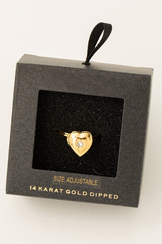 Heart Shaped Gold Dipped Adjustable Ring