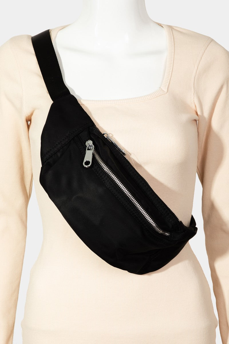 Nylon Cross Body Belt Bag - Black