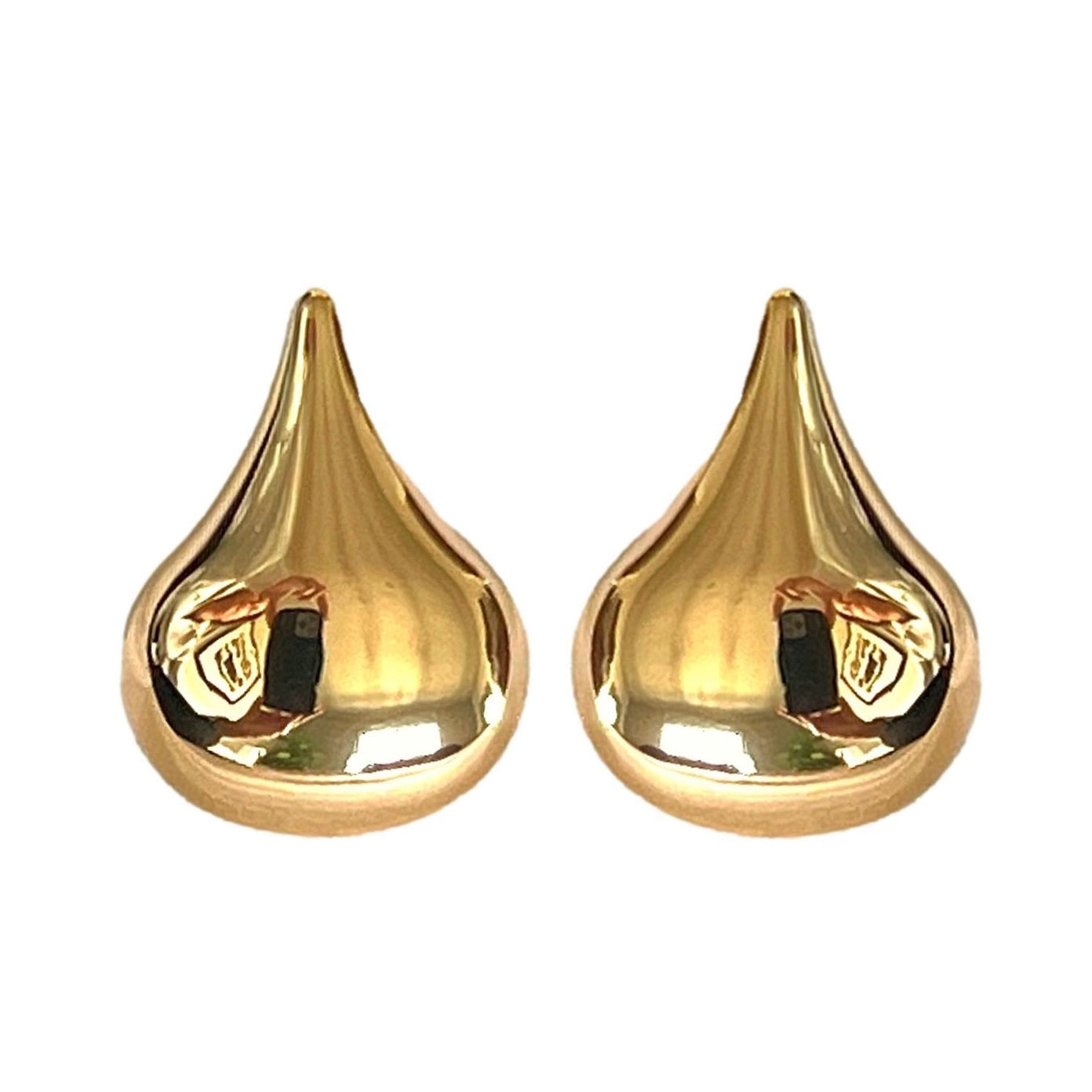 Teardrop Chunky Statement Stud Earrings - Gold