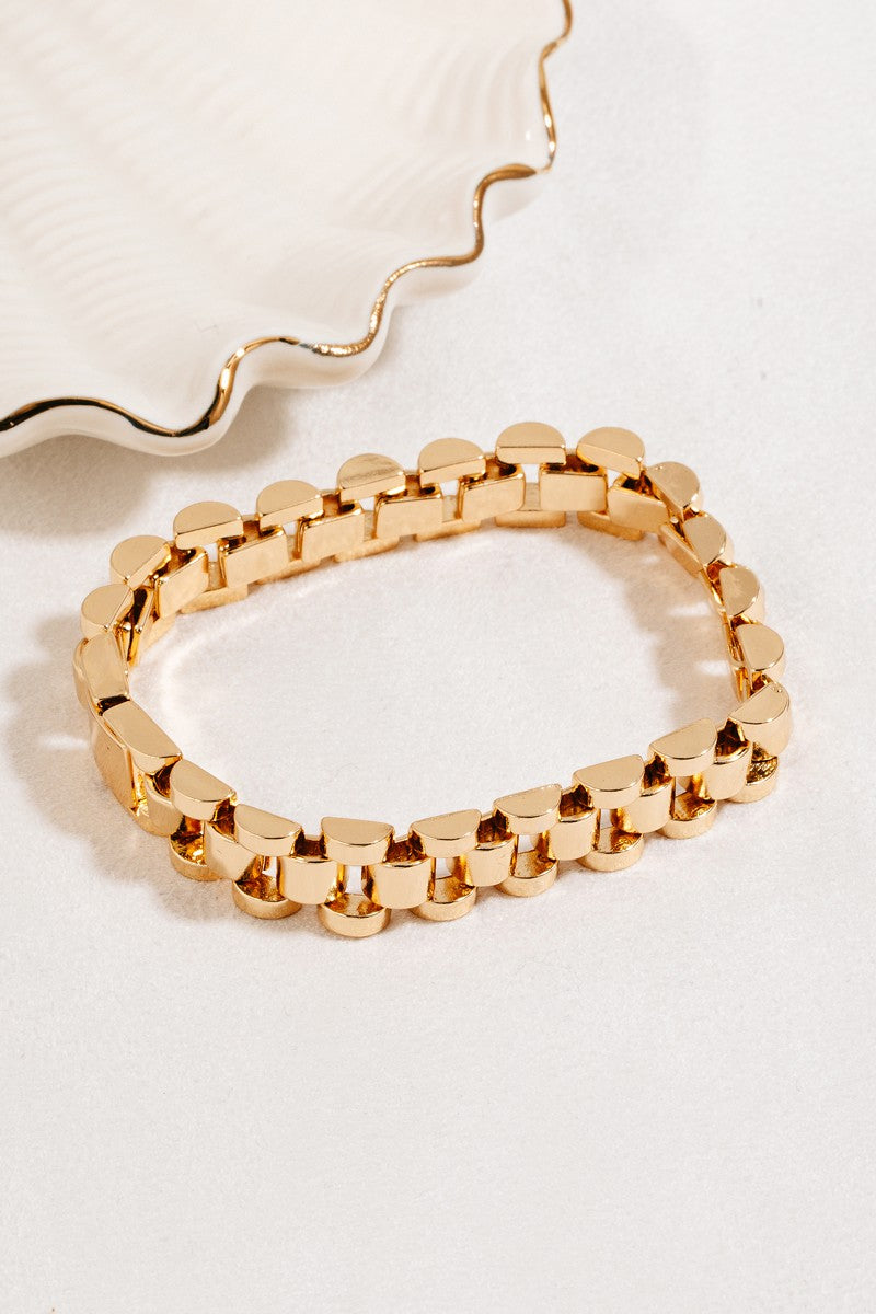 Watch Chain Link Metallic Bracelet - Gold