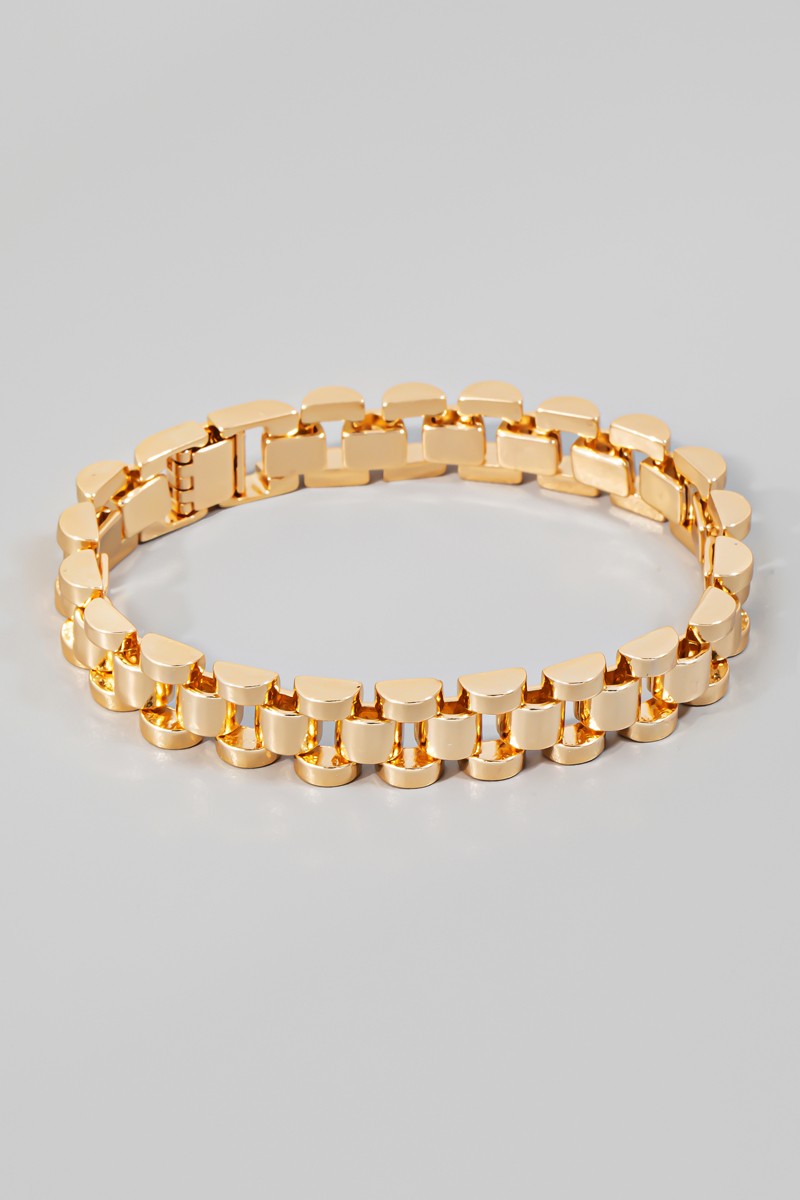 Watch Chain Link Metallic Bracelet - Gold