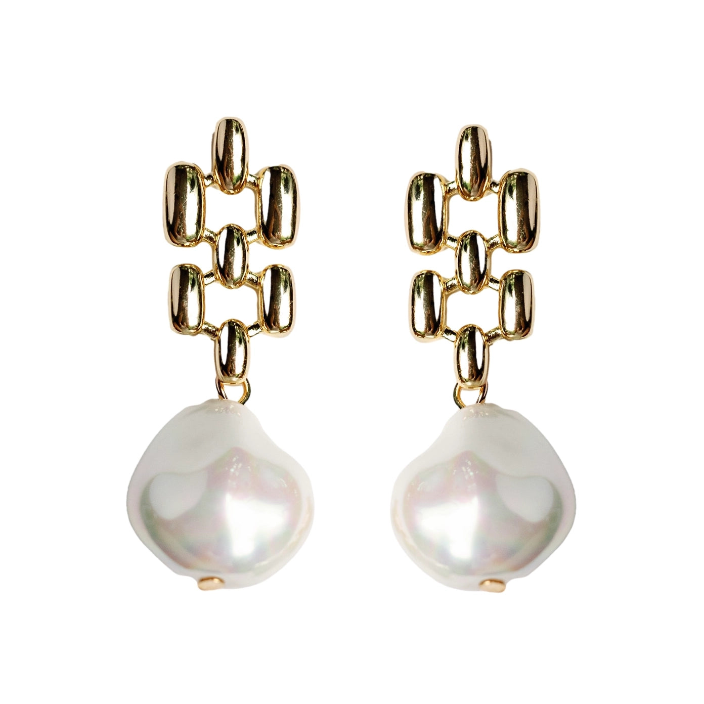 Vintage Honeycomb Pearl Drop Earrings