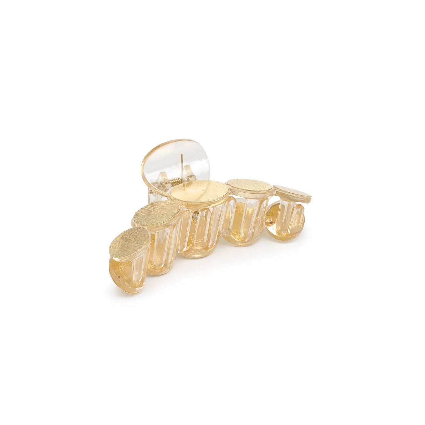 Metallic Disc Plated Hair Claw Clip - Clear