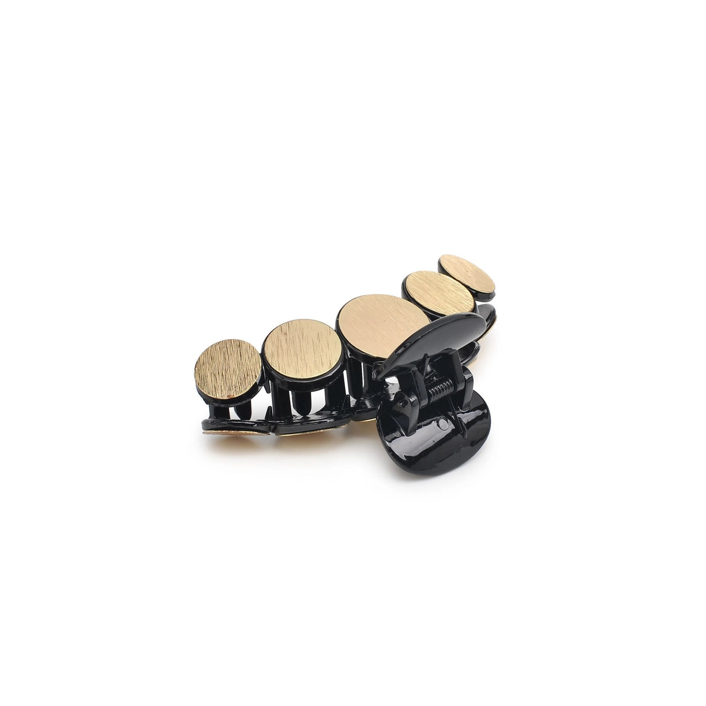 Metallic Disc Plated Hair Claw Clip - Black