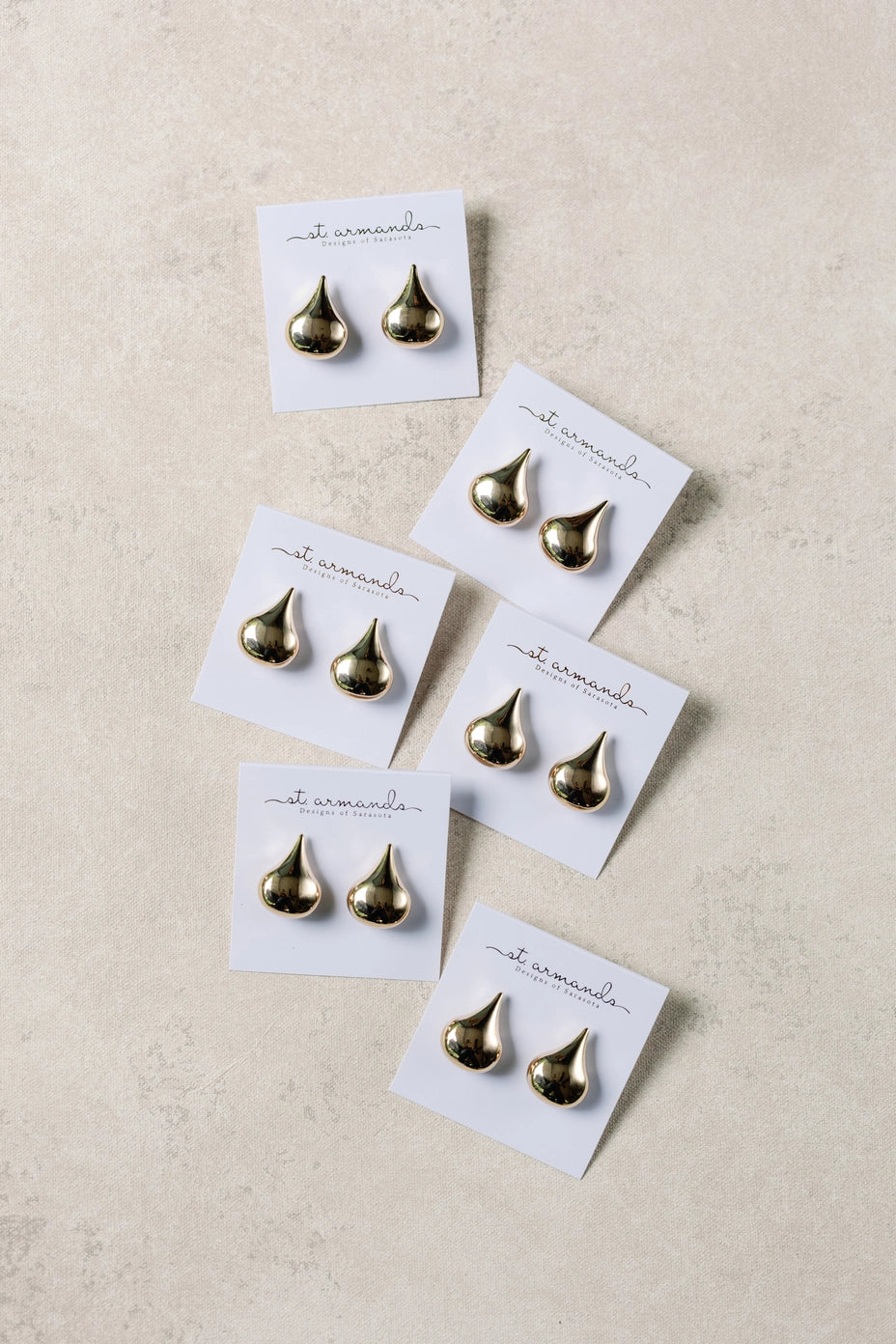 Teardrop Chunky Statement Stud Earrings - Gold