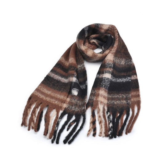 Kate Oversized Colorblock Plaid Scarf - Brown Multi