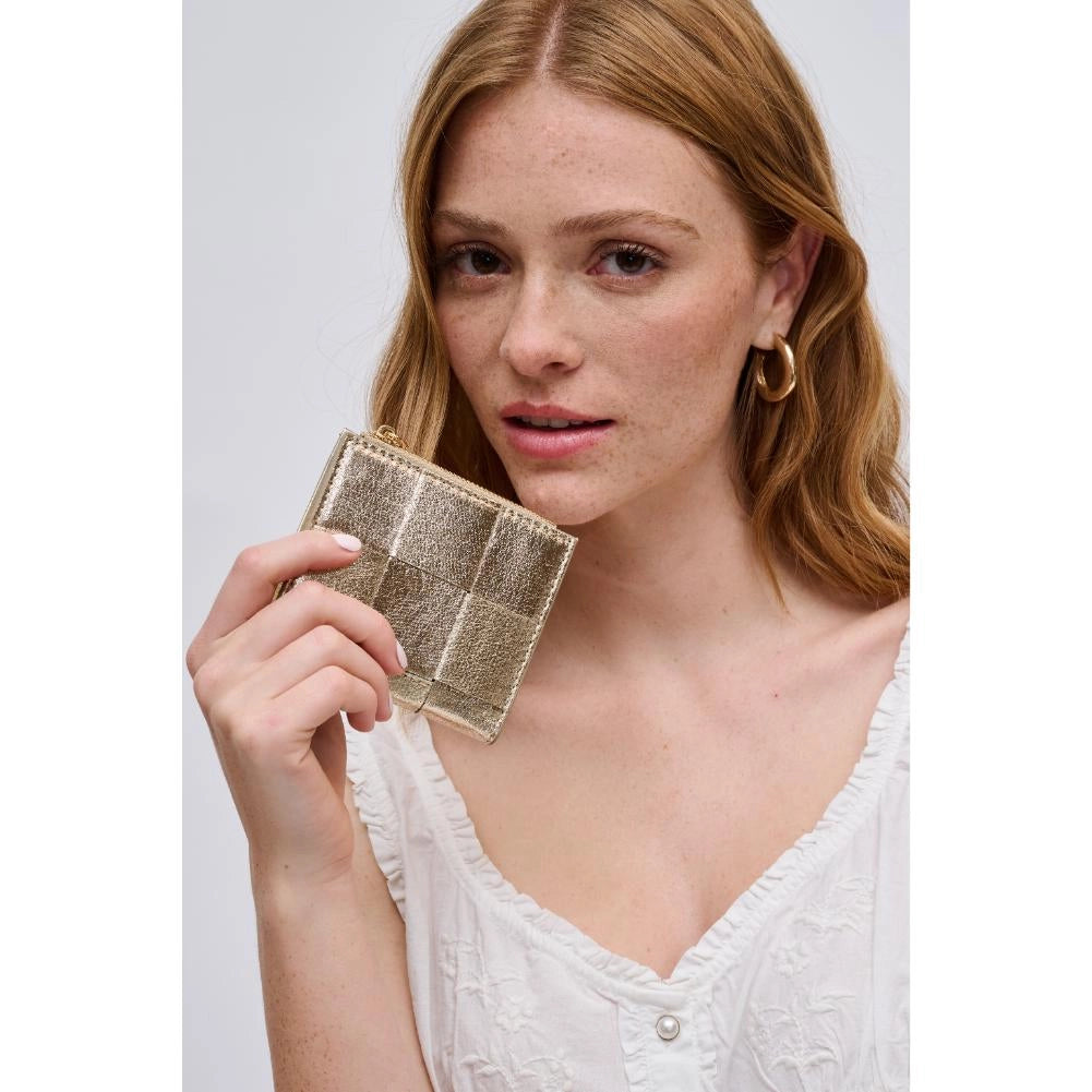 Amelie Woven Card Holder - Metallic Gold