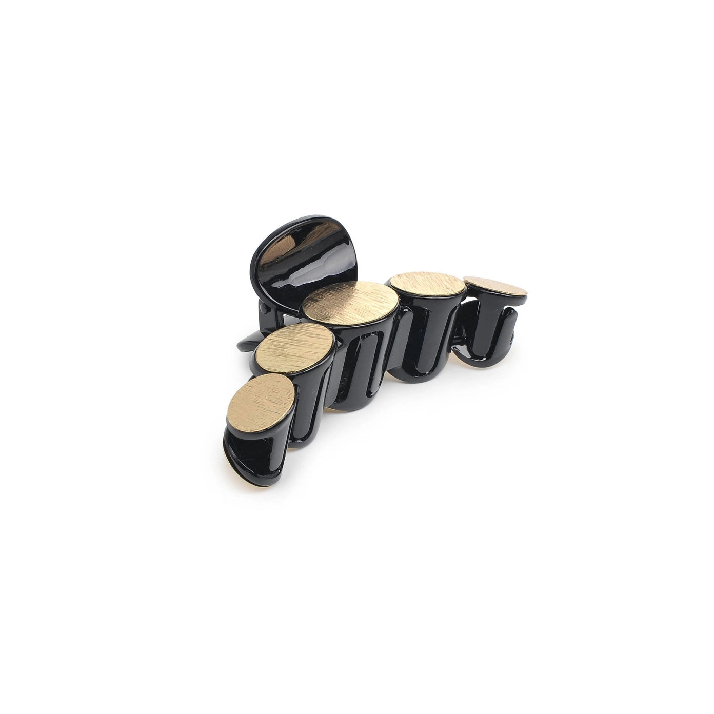 Metallic Disc Plated Hair Claw Clip - Black