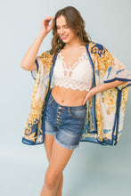 Load image into Gallery viewer, Elizabeth Scarf Print Woven Cover Up Kimono - Blue Multi
