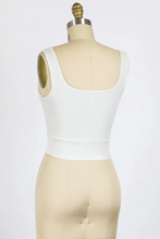 Load image into Gallery viewer, Final Touch Double Layer Square Neckline Crop Knit Tank - White

