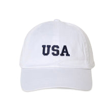 Load image into Gallery viewer, USA Embroidered Ball Cap Hat - White, Navy
