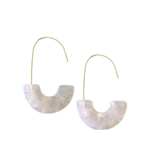 Threader Statement Earrings - White Tortoise