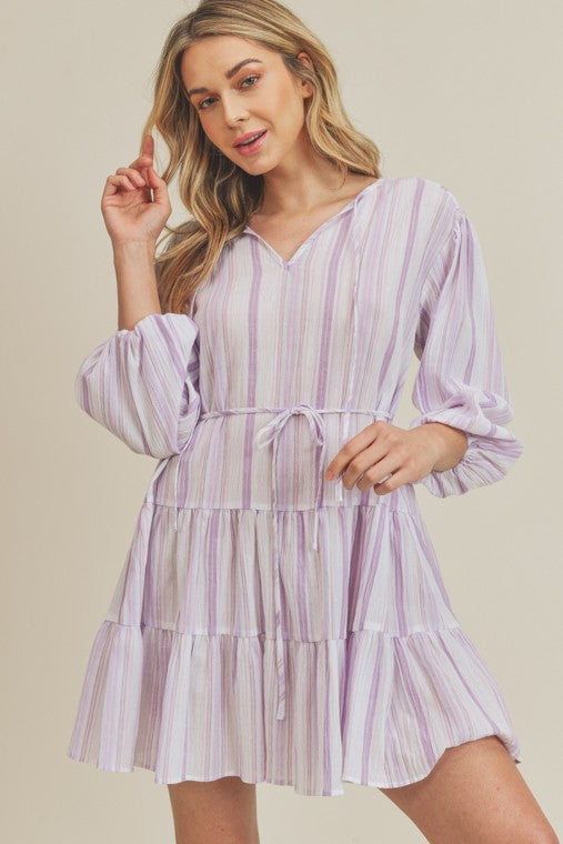 zSALE Ellis Striped Woven Dress - Purple Multi