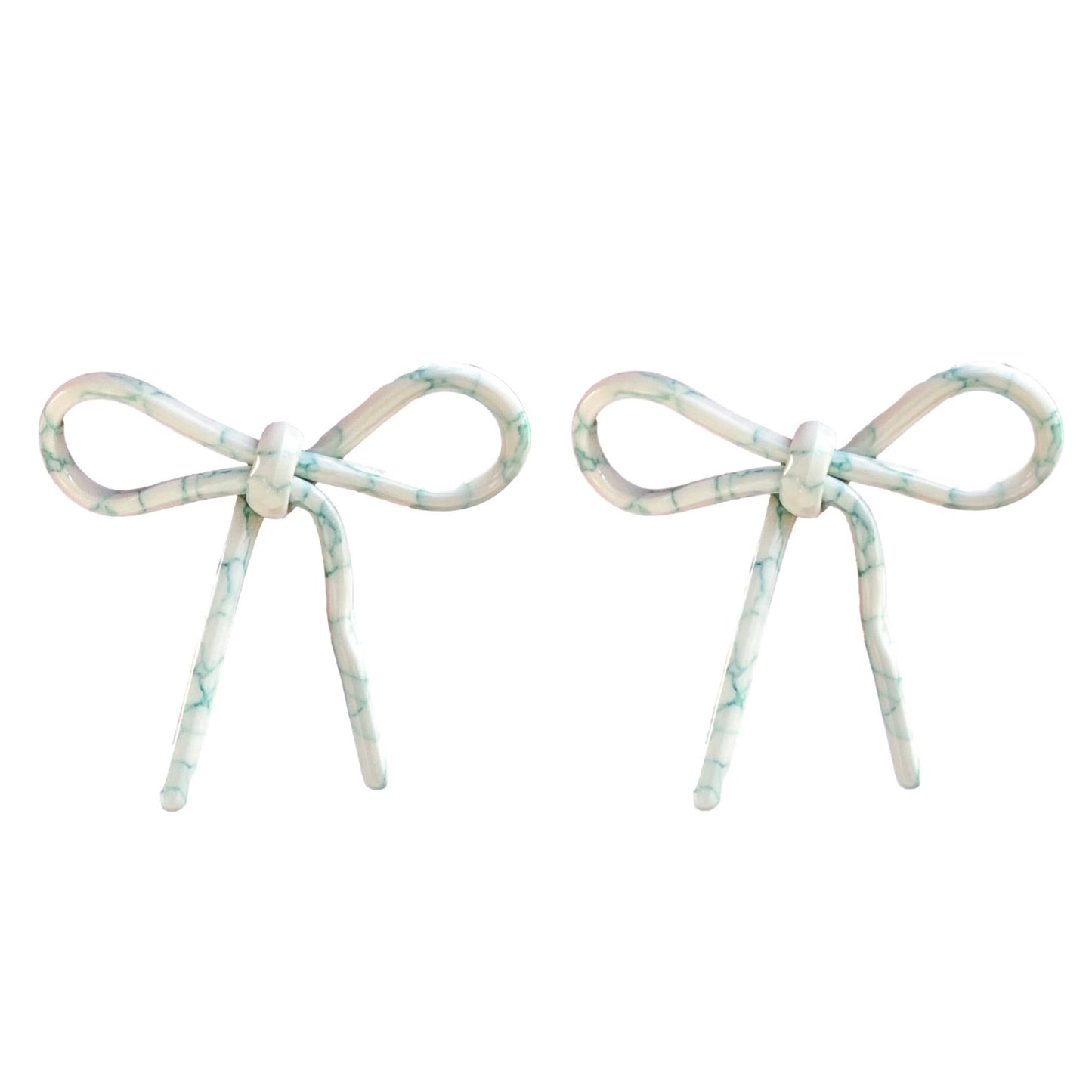 Bow Statement Earrings - Aqua Poolside