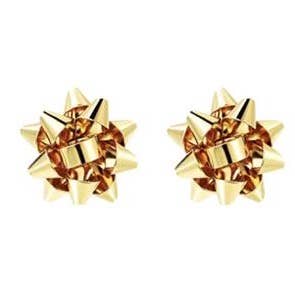 Christmas Present Bow Earrings - Gold