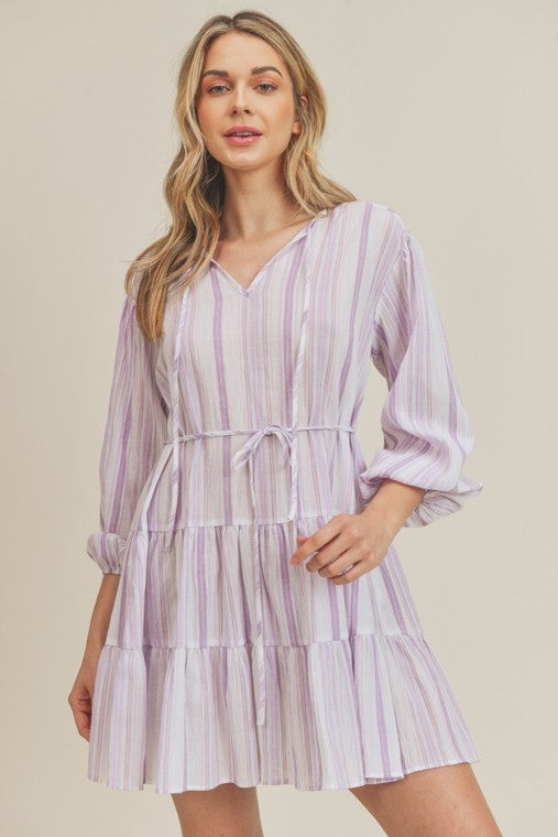 zSALE Ellis Striped Woven Dress - Purple Multi