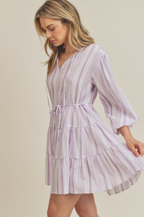 zSALE Ellis Striped Woven Dress - Purple Multi