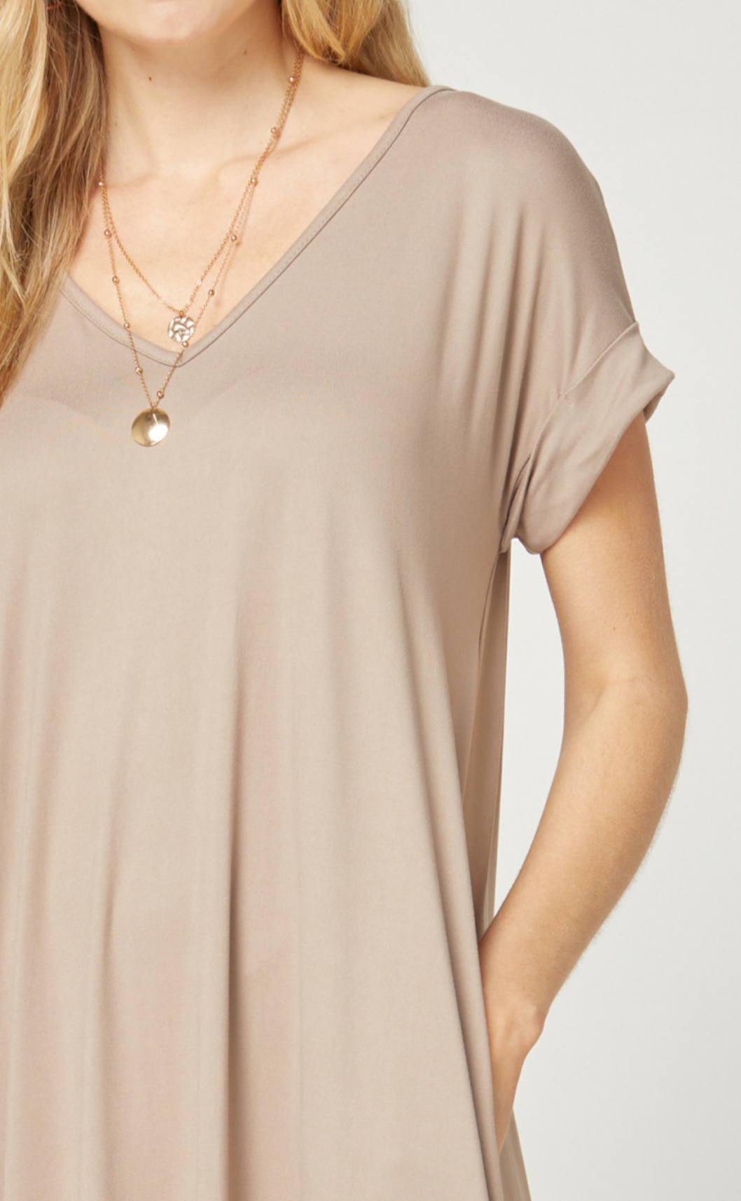 zSALE Cove Jersey Knit V-Relaxed Fit T-Shirt Maxi Dress - Sand