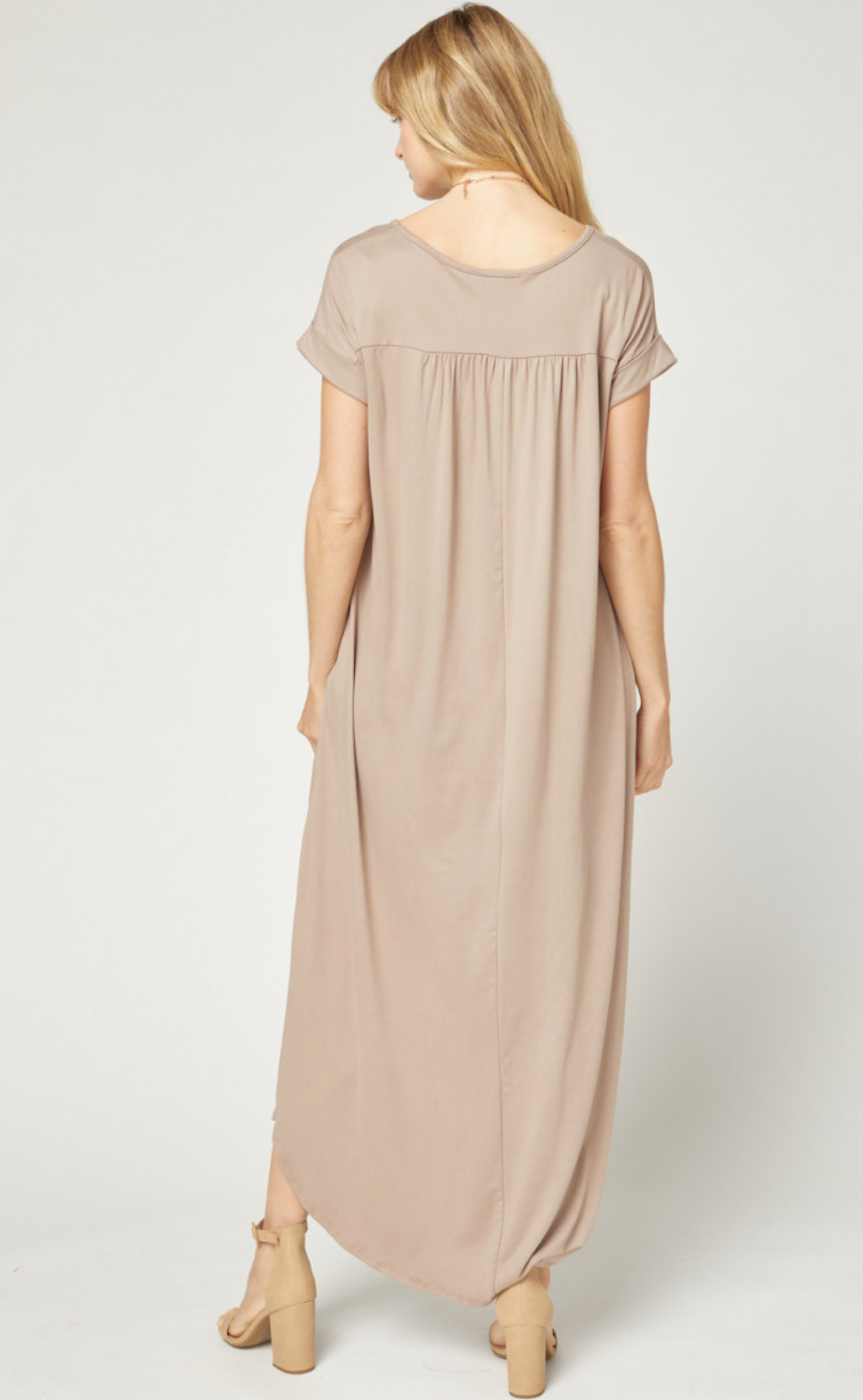 zSALE Cove Jersey Knit V-Relaxed Fit T-Shirt Maxi Dress - Sand