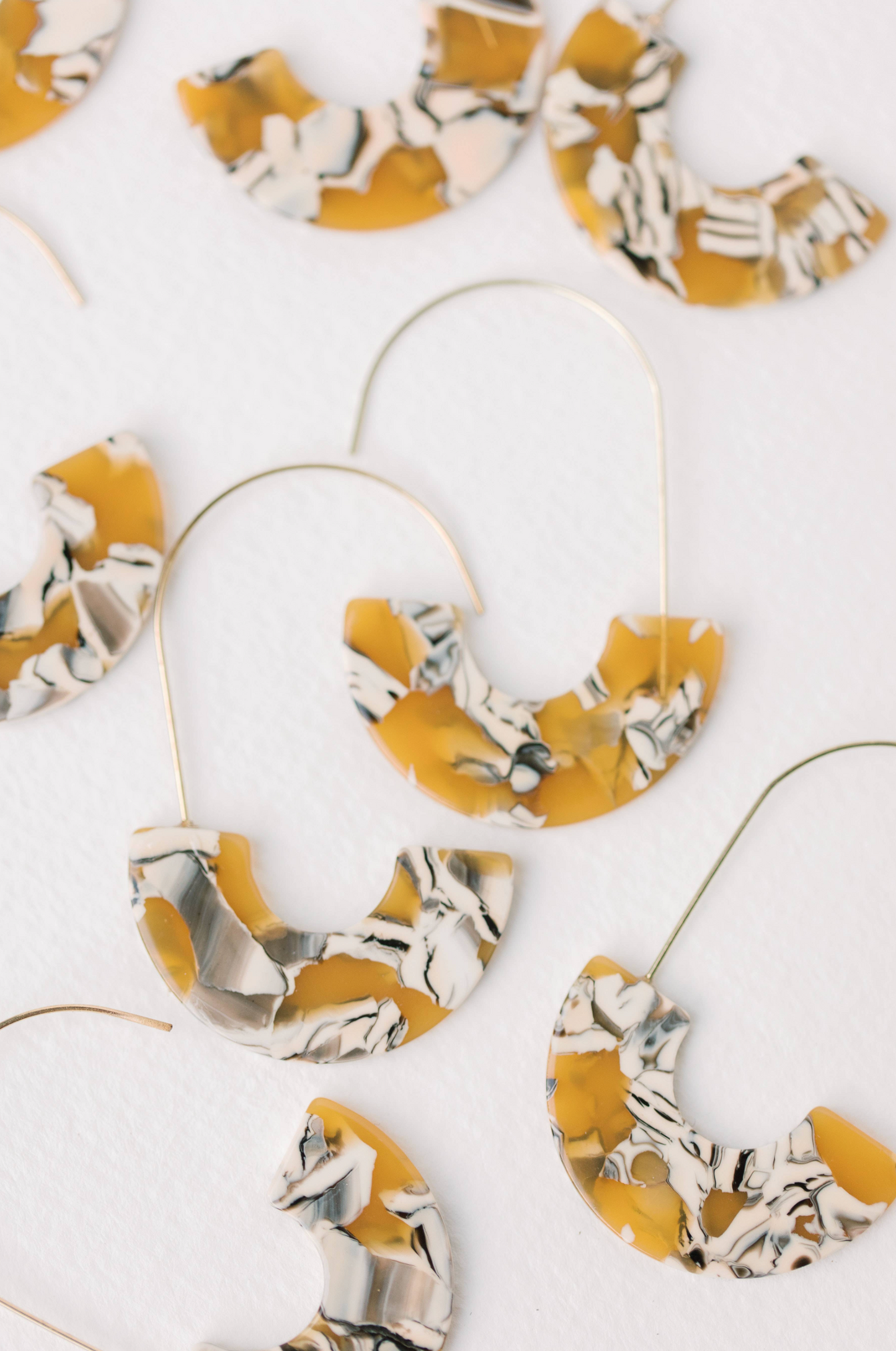 Threader Statement Earrings - Marbled Yellow