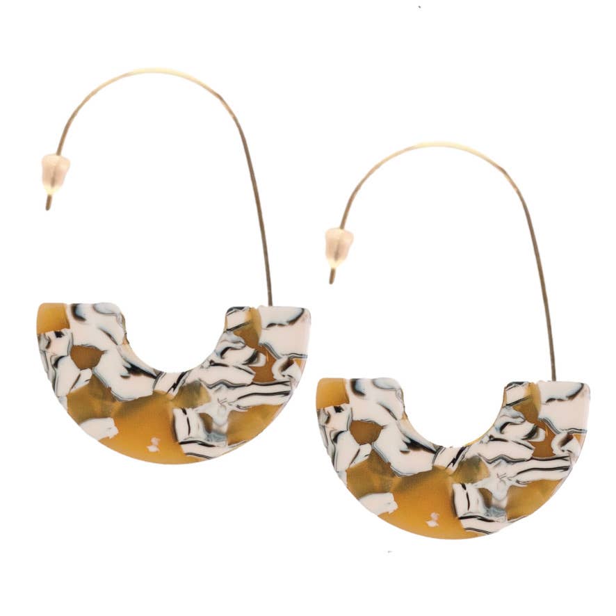 Threader Statement Earrings - Marbled Yellow